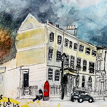 Tredegar Sq, Mile End, London, #urbansketcherslondon. Sketching, Drawing, Watercolor Painting, Architectural Illustration, Sketchbook & Ink Illustration project by Stephen Clayton - 10.15.2022