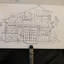 Mijn project van de cursus: Creëer expressieve architecturale schetsen met kleurstiften. Een project van  Schetsen,  Tekening,  Architecturale illustratie, Sketchbook y  Illustratie met inkt van frederikvdz - 22.10.2022