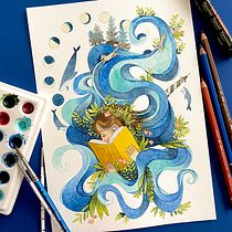 Mein Abschlussprojekt für den Kurs: Aquarelltechnik für traumhafte Illustrationen . Traditional illustration, Drawing, Watercolor Painting, and Editorial Illustration project by die_eine_87 - 10.21.2022