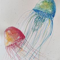 Meduse. Un progetto di Illustrazione tradizionale, Belle arti, Pittura e Pittura ad acquerello di elena_lagomarsino - 23.10.2022