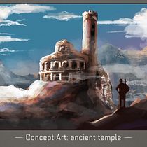 Templo en las montañas. Traditional illustration, Digital Illustration, Video Games, Concept Art, and Game Design project by mc_wolfy - 10.23.2022