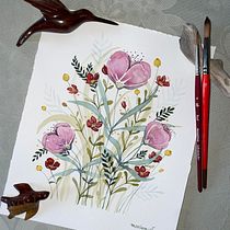 Mon projet du cours : Création d’une composition florale à l’aquarelle. Un projet de Illustration traditionnelle, Beaux Arts, Peinture, Aquarelle, Illustration botanique et Illustration naturaliste de marie_christine.veith - 23.10.2022