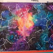 Galaxia con constelaciones reales: el triángulo de verano. Un progetto di Illustrazione tradizionale, Belle arti, Pittura e Pittura ad acquerello di Cristina Vega - 24.10.2022