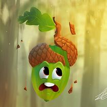 Falling acorn. Traditional illustration, Character Design, Drawing, Digital Illustration, and Digital Drawing project by Lars Jansen - 10.25.2022