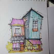 My project for course: Expressive Architectural Sketching with Colored Markers. Sketching, Drawing, Architectural Illustration, Sketchbook & Ink Illustration project by brown_tui - 10.28.2022