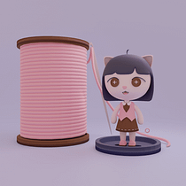 My project for course: Kawaii Character Creation in 3D with Blender. Een project van Traditionele illustratie, Ontwerp van personages, Digitale illustratie,  3D-modellering y Manga van Aline Midori Mistuoka - 27.10.2022