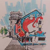 My project for course: Expressive Architectural Sketching with Colored Markers. Sketching, Drawing, Architectural Illustration, Sketchbook & Ink Illustration project by christina_wendl - 10.28.2022