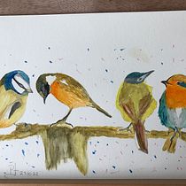 My project for course: Artistic Watercolor Techniques for Illustrating Birds. Traditional illustration, Watercolor Painting, Realistic Drawing, and Naturalistic Illustration project by Priscilla - 10.31.2022