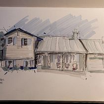 My project for course: Expressive Architectural Sketching with Colored Markers. Sketching, Drawing, Architectural Illustration, Sketchbook & Ink Illustration project by Marcus Wells - 10.30.2022