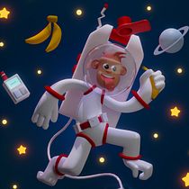 My project for course: 3D Character Creation in Blender (Space Monkey with Mohamed Chahin)). Een project van 3D, Ontwerp van personages,  3D-modellering, 3D-karakterontwerp y  3D-ontwerp van Daniel Schmidt - 03.11.2022