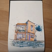 My project for course: Expressive Architectural Sketching with Colored Markers. Sketching, Drawing, Architectural Illustration, Sketchbook & Ink Illustration project by annahaisig - 11.04.2022
