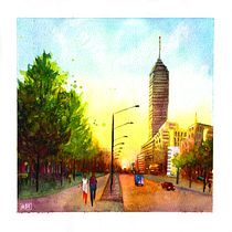 Mi proyecto del curso: Paisajes urbanos en acuarela. Un progetto di Belle arti, Pittura ad acquerello e Illustrazione architettonica di Viridiana Benitez Mendoza - 04.11.2022
