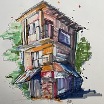 My project for course: Expressive Architectural Sketching with Colored Markers. Sketching, Drawing, Architectural Illustration, Sketchbook & Ink Illustration project by bernette_m - 11.06.2022