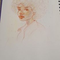 Mon projet du cours : Dessin de portraits expressifs aux crayons de couleur . Drawing, Portrait Drawing, Sketchbook, and Colored Pencil Drawing project by isabelle SEGOL - 11.06.2022