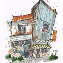 Mon projet du cours : Esquisses d'architecture expressives aux feutres de couleur. Een project van  Schetsen,  Tekening,  Architecturale illustratie, Sketchbook y  Illustratie met inkt van Bertrand Haulotte - 07.11.2022