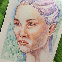 Il mio progetto del corso: Ritratti vivaci con matite colorate. Drawing, Portrait Drawing, Sketchbook, and Colored Pencil Drawing project by Fedora Garcia - 11.08.2022