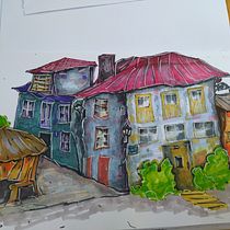 Mi proyecto del curso: Dibujo arquitectónico expresivo con marcadores de colores. Een project van  Schetsen,  Tekening,  Architecturale illustratie, Sketchbook y  Illustratie met inkt van Helena - 08.11.2022