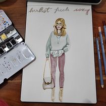 Charakterisierung von Aquarellfiguren - Herbst Frech Cozy. Un proyecto de Ilustración tradicional, Diseño de personajes, Pintura y Pintura a la acuarela de sindyhuettl - 09.11.2022