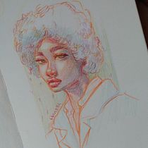 Mi proyecto del curso: Dibujo de retratos llamativos con lápices de colores. Drawing, Portrait Drawing, Sketchbook, and Colored Pencil Drawing project by yeraldin_zu_va - 11.05.2022