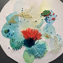 Mein Abschlussprojekt für den Kurs: Grundlegende Stick- und Aquarelltechniken. Painting, Watercolor Painting, Embroider, and Textile Design project by aligjacobson - 11.13.2022