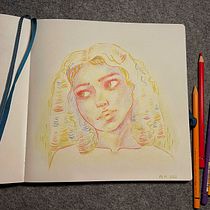 Mein Abschlussprojekt für den Kurs: Lebendiges Porträtzeichnen mit Buntstiften. Drawing, Portrait Drawing, Sketchbook, and Colored Pencil Drawing project by Anna-Maria - 11.14.2022