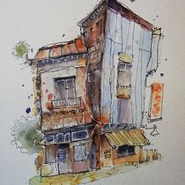 My project for course: Expressive Architectural Sketching with Colored Markers. Sketching, Drawing, Architectural Illustration, Sketchbook, Ink Illustration, and Architecture project by gérard cheirézy - 11.14.2022