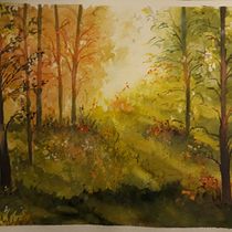 Dorado amanecer . Pintura, e Pintura em aquarela projeto de Silvia Adriana Iglesias - 15.11.2022