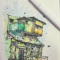 My project for course: Expressive Architectural Sketching with Colored Markers. Sketching, Drawing, Architectural Illustration, Sketchbook & Ink Illustration project by chuongy - 11.15.2022