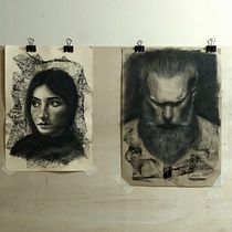 Retrato artístico al carboncillo: creando atmósferas. Ilustração tradicional, Artes plásticas, Desenho, Desenho de retrato, Desenho realista, e Desenho artístico projeto de Diego Maenza - 10.11.2022