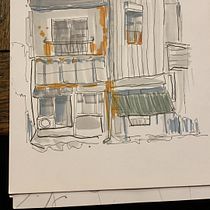 Mon projet du cours : Esquisses d'architecture expressives aux feutres de couleur. Een project van  Schetsen,  Architecturale illustratie, Sketchbook,  Illustratie met inkt y Architectuur van fpassaniti_1746535598 - 16.11.2022
