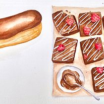 My project for course:  Flavorful Food Illustration with Watercolor. Projekt z dziedziny Trad, c, jna ilustracja,  Sztuki piękne,  Malarstwo i Malowanie akwarelą użytkownika Maria Aydemir - 19.11.2022