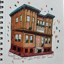 Mon projet du cours : Esquisses d'architecture expressives aux feutres de couleur. Sketching, Drawing, Architectural Illustration, Sketchbook & Ink Illustration project by Alexandra Saget - 12.29.2022