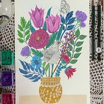 Mi proyecto del curso: Ilustración floral con gouache . Ilustrasi Digital, Ilustrasi Botani, Dan Lukisan Guas proyek oleh Carla Huamani Berrio - 02.18.2023