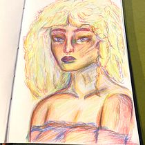 Mi proyecto del curso: Dibujo de retratos llamativos con lápices de colores. Drawing, Portrait Drawing, Sketchbook, and Colored Pencil Drawing project by Angelina Emma Diaz - 11.21.2022