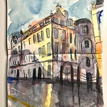 My project for course: Architectural Sketching with Watercolor and Ink. Sketching, Drawing, Watercolor Painting, Architectural Illustration, Sketchbook & Ink Illustration project by Yuhan Kao - 11.22.2022
