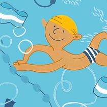 Création de motifs illustrés : La piscine. Traditional illustration, Pattern Design, Digital Illustration, Printing, and Gouache Painting project by Marie Dufay - 11.24.2022