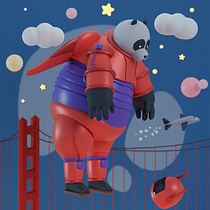 Baymax - Kung Fu Panda. Een project van 3D, Ontwerp van personages,  3D-modellering, 3D-karakterontwerp y  3D-ontwerp van rrsamuel9 - 26.11.2022