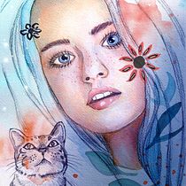 Mein Abschlussprojekt für den Kurs: Illustriertes Porträt mit Aquarell. Un projet de Illustration traditionnelle, Beaux Arts, Peinture, Dessin, Aquarelle, Dessin de portrait , et Dessin artistique de Jutta Maria Pusl - 26.11.2022