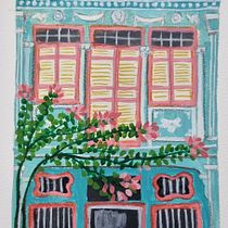 Gouache painting of pre-war house in Penang. Gouache Painting project by cwpyhs - 11.25.2022