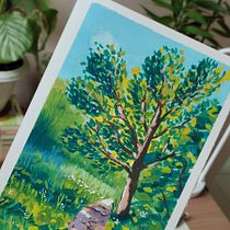 Meu projeto do curso: Pintura de paisagens com guache para iniciantes. Fine Arts, Painting, Naturalistic Illustration, and Gouache Painting project by Thais Lago - 11.27.2022