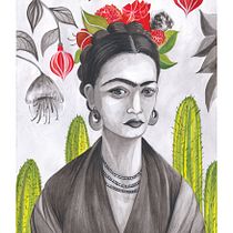 L'esprit de Frida au jardin. Ilustração tradicional, Artes plásticas, Desenho e Ilustração com tinta projeto de Nomi Truk - 28.11.2022