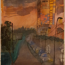 My project for course: Architectural Sketching with Watercolor and Ink. Sketching, Drawing, Watercolor Painting, Architectural Illustration, Sketchbook & Ink Illustration project by lizzaelagina - 11.29.2022