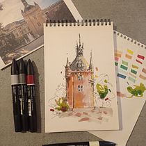 Mon projet du cours : Esquisses d'architecture expressives aux feutres de couleur. Sketching, Drawing, Architectural Illustration, Sketchbook & Ink Illustration project by angeu - 11.29.2022