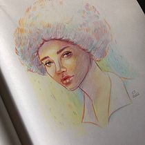 Meu projeto do curso: Desenho de retratos vibrantes com lápis de cor. Drawing, Portrait Drawing, Sketchbook, and Colored Pencil Drawing project by Carolina Cardona - 11.30.2022