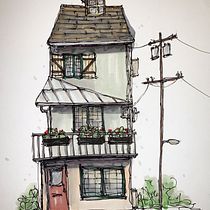Mijn project van de cursus: Creëer expressieve architecturale schetsen met kleurstiften Ein Projekt aus dem Bereich Skizzenentwurf, Zeichnung, Architektonische Illustration, Sketchbook und Illustration mit Tinte von Angelique - 30.11.2022