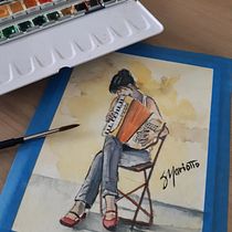 Meu projeto do curso: Gaiteira tocando Ein Projekt aus dem Bereich Skizzenentwurf, Aquarellmalerei und Anatomische Zeichnung von sabrinamariotto - 01.12.2022