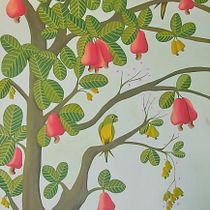 Meu projeto do curso: Pintura com tinta acrílica: crie peças coloridas e tropicais. Projekt z dziedziny  Malarstwo, Malarstwo akr, lowe, Ilustracja naturalist i czna użytkownika Georgia Luiza - 02.12.2022