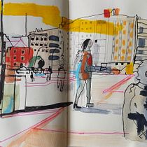 Mein Abschlussprojekt für den Kurs: Urban Sketching: Halte deine Stadt in Bewegung fest. Traditional illustration, Sketching, Drawing, Watercolor Painting, Architectural Illustration, and Sketchbook project by zeliha - 11.25.2022