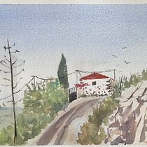 Mon projet du cours : Création de paysages contemporains à l'aquarelle. Fine Arts, and Watercolor Painting project by Evelyne Daumeries - 12.02.2022