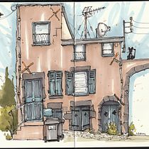 My project for course: Expressive Architectural Sketching with Colored Markers. Sketching, Drawing, Architectural Illustration, Sketchbook & Ink Illustration project by Nicolas - 12.03.2022